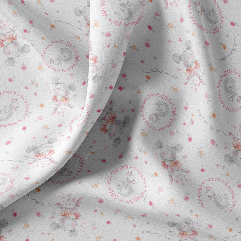 Coated  Cotton DAISY White / Pink